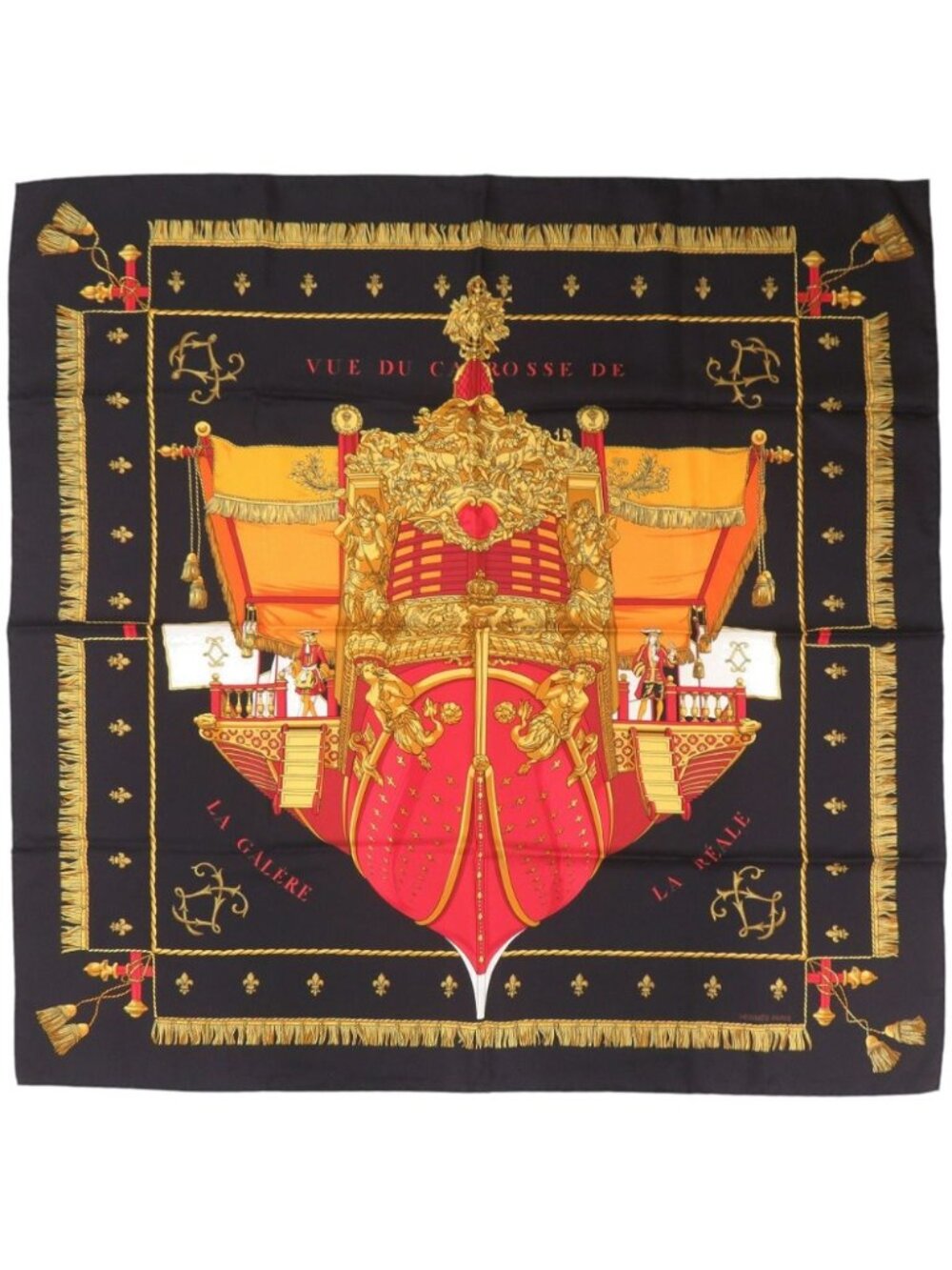 Hermes Carre 90 Queen's Coronation Vue du Carrosse de la Galere la Reale Silk